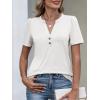 image:imageANRABESS Womens Tops Business Casual 2026 Spring Short Sleeve Henley V Neck Shirts Dressy Work Blouse Summer Trendy ClothingWhite