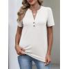 image:imageANRABESS Womens Tops Business Casual 2026 Spring Short Sleeve Henley V Neck Shirts Dressy Work Blouse Summer Trendy ClothingWhite