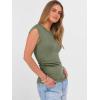 image:imageANRABESS Womens Tops Cap Sleeve Crewneck Shirts Casual Ribbed Knit Slim Fit Ruched Summer Basic Tee Tank 2026 Trendy ClothesArmy Green
