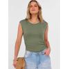 image:imageANRABESS Womens Tops Cap Sleeve Crewneck Shirts Casual Ribbed Knit Slim Fit Ruched Summer Basic Tee Tank 2026 Trendy ClothesArmy Green