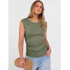 image:imageANRABESS Womens Tops Cap Sleeve Crewneck Shirts Casual Ribbed Knit Slim Fit Ruched Summer Basic Tee Tank 2026 Trendy ClothesArmy Green