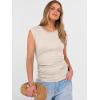 image:imageANRABESS Womens Tops Cap Sleeve Crewneck Shirts Casual Ribbed Knit Slim Fit Ruched Summer Basic Tee Tank 2026 Trendy ClothesLight Beige