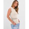image:imageANRABESS Womens Tops Cap Sleeve Crewneck Shirts Casual Ribbed Knit Slim Fit Ruched Summer Basic Tee Tank 2026 Trendy ClothesLight Beige
