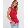 image:imageANRABESS Womens Tops Cap Sleeve Crewneck Shirts Casual Ribbed Knit Slim Fit Ruched Summer Basic Tee Tank 2026 Trendy ClothesRed