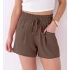 image:imageANRABESS Shorts for Women Summer Casual High Waist Drawstring Comfy Dressy Lounge 2026 Beach Vacation Shorts with PocketsBrown