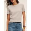 image:imageANRABESS Womens Short Sleeve Sweaters Cropped Crew Neck Business Casual Lightweight Sweater Tops 2026 Spring Summer OutfitsAlmond