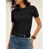 image:imageANRABESS Womens Short Sleeve Sweaters Cropped Crew Neck Business Casual Lightweight Sweater Tops 2026 Spring Summer OutfitsBlack