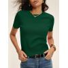 image:imageANRABESS Womens Short Sleeve Sweaters Cropped Crew Neck Business Casual Lightweight Sweater Tops 2026 Spring Summer OutfitsForest Green