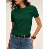 image:imageANRABESS Womens Short Sleeve Sweaters Cropped Crew Neck Business Casual Lightweight Sweater Tops 2026 Spring Summer OutfitsForest Green