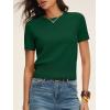 image:imageANRABESS Womens Short Sleeve Sweaters Cropped Crew Neck Business Casual Lightweight Sweater Tops 2026 Spring Summer OutfitsForest Green