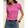 image:imageANRABESS Womens Short Sleeve Sweaters Cropped Crew Neck Business Casual Lightweight Sweater Tops 2026 Spring Summer OutfitsHot Pink