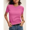image:imageANRABESS Womens Short Sleeve Sweaters Cropped Crew Neck Business Casual Lightweight Sweater Tops 2026 Spring Summer OutfitsHot Pink