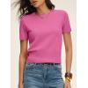 image:imageANRABESS Womens Short Sleeve Sweaters Cropped Crew Neck Business Casual Lightweight Sweater Tops 2026 Spring Summer OutfitsHot Pink