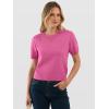 image:imageANRABESS Womens Short Sleeve Sweaters Cropped Crew Neck Business Casual Lightweight Sweater Tops 2026 Spring Summer OutfitsHot Pink