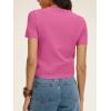 image:imageANRABESS Womens Short Sleeve Sweaters Cropped Crew Neck Business Casual Lightweight Sweater Tops 2026 Spring Summer OutfitsHot Pink