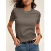 image:imageANRABESS Womens Short Sleeve Sweaters Cropped Crew Neck Business Casual Lightweight Sweater Tops 2026 Spring Summer OutfitsLight Coffee