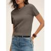 image:imageANRABESS Womens Short Sleeve Sweaters Cropped Crew Neck Business Casual Lightweight Sweater Tops 2026 Spring Summer OutfitsLight Coffee