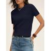 image:imageANRABESS Womens Short Sleeve Sweaters Cropped Crew Neck Business Casual Lightweight Sweater Tops 2026 Spring Summer OutfitsNavy Blue