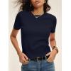 image:imageANRABESS Womens Short Sleeve Sweaters Cropped Crew Neck Business Casual Lightweight Sweater Tops 2026 Spring Summer OutfitsNavy Blue