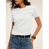 image:imageANRABESS Womens Short Sleeve Sweaters Cropped Crew Neck Business Casual Lightweight Sweater Tops 2026 Spring Summer OutfitsWhite