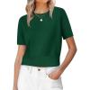 image:imageANRABESS Womens Short Sleeve Sweaters Cropped Crew Neck Business Casual Lightweight Sweater Tops 2026 Spring Summer OutfitsForest Green