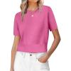 image:imageANRABESS Womens Short Sleeve Sweaters Cropped Crew Neck Business Casual Lightweight Sweater Tops 2026 Spring Summer OutfitsHot Pink