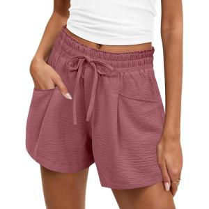 image:imageANRABESS Shorts for Women Summer Casual High Waist Drawstring Comfy Dressy Lounge 2026 Beach Vacation Shorts with PocketsPalevioletred