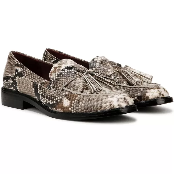 Franco Sarto Womens Carolynn Low Slip on Tassel LoafersGrey Multi Snake