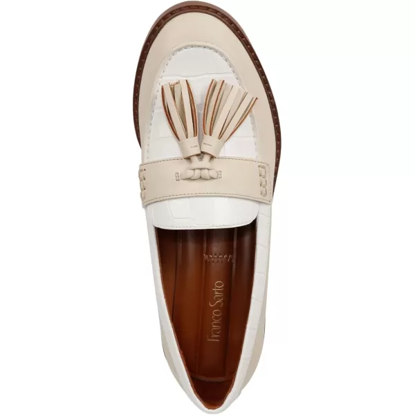 Franco Sarto Womens Carolynn Low Slip on Tassel LoafersIvoryWhite Color Block
