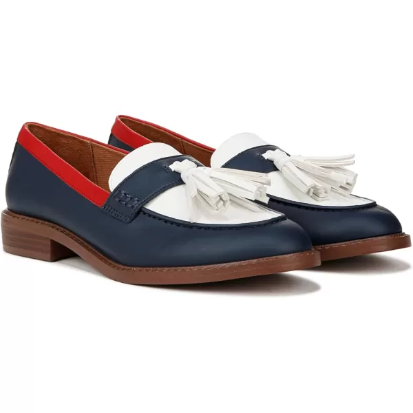 Franco Sarto Womens Carolynn Low Slip on Tassel LoafersNavyWhiteRed Color Block