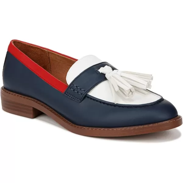 Franco Sarto Womens Carolynn Low Slip on Tassel LoafersNavyWhiteRed Color Block