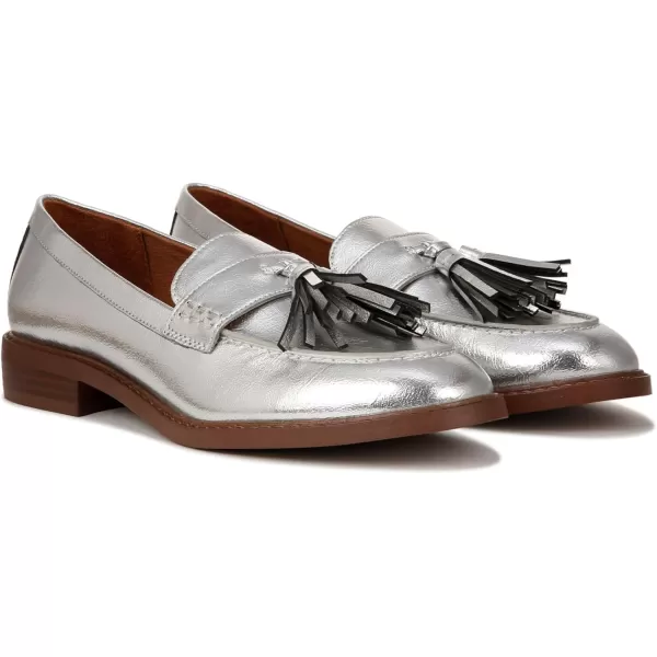 Franco Sarto Womens Carolynn Low Slip on Tassel LoafersSilver Metallic