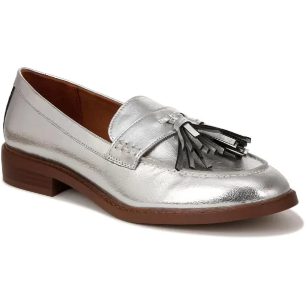 Franco Sarto Womens Carolynn Low Slip on Tassel LoafersSilver Metallic