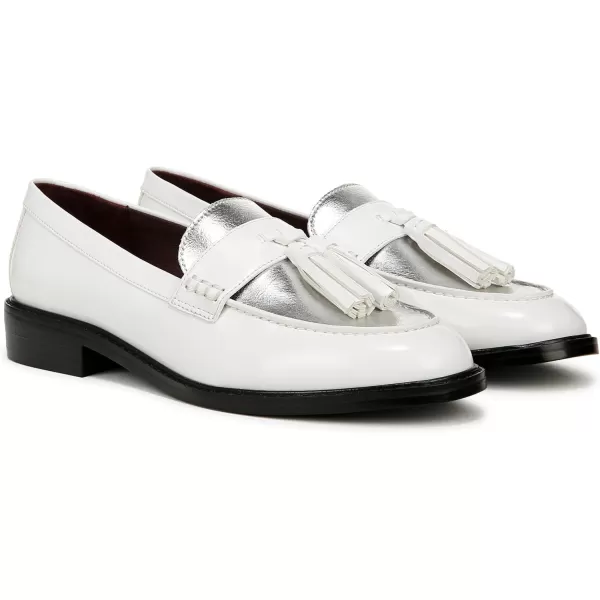 Franco Sarto Womens Carolynn Low Slip on Tassel LoafersWhite Silver