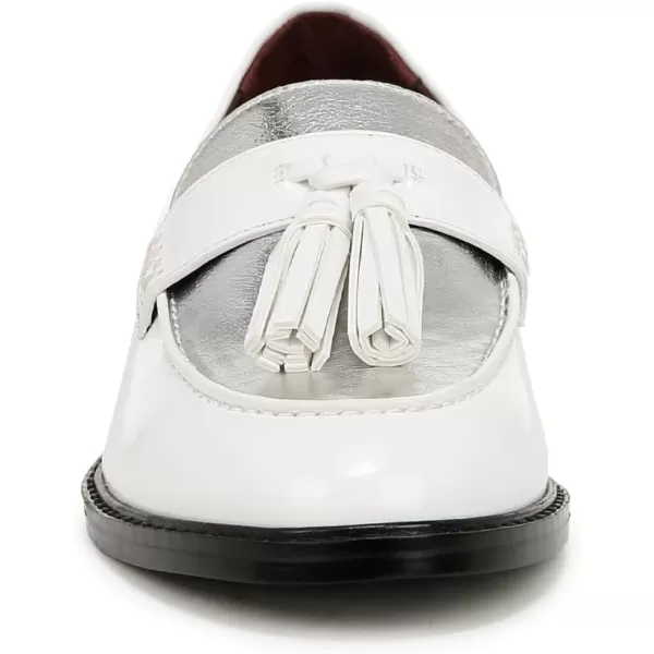 Franco Sarto Womens Carolynn Low Slip on Tassel LoafersWhite Silver