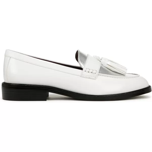 Franco Sarto Womens Carolynn Low Slip on Tassel LoafersWhite Silver