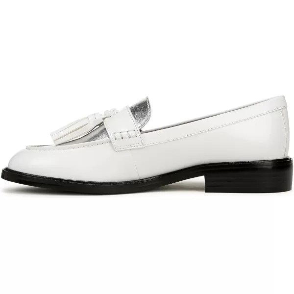 Franco Sarto Womens Carolynn Low Slip on Tassel LoafersWhite Silver