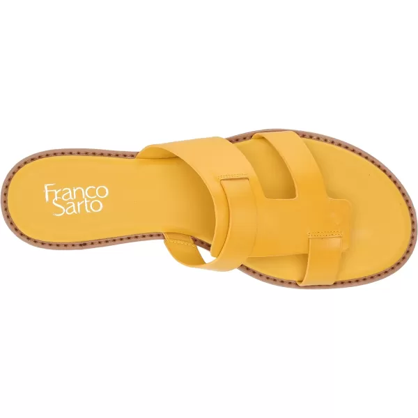 Franco Sarto Womens Gretta Flat SandalSunset Yellow Leather