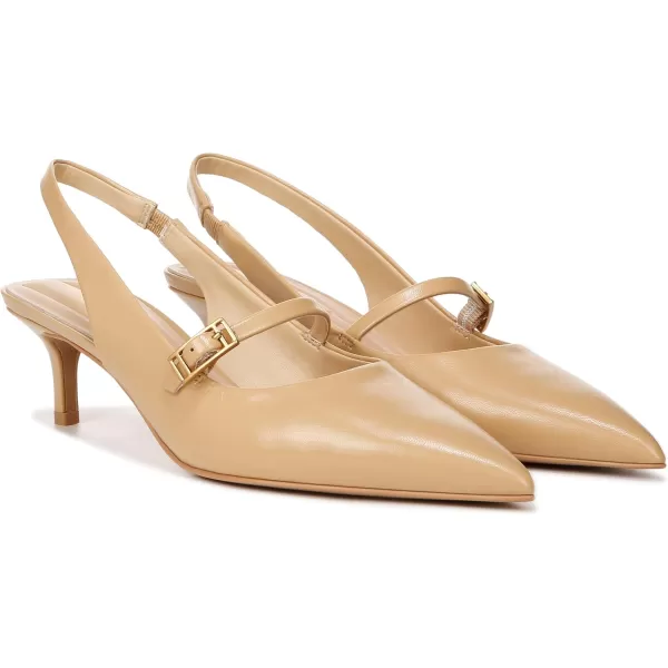 Franco Sarto Womens Khloe Pointed Toe Slingback Kitten Heel PumpNude Beige Leather