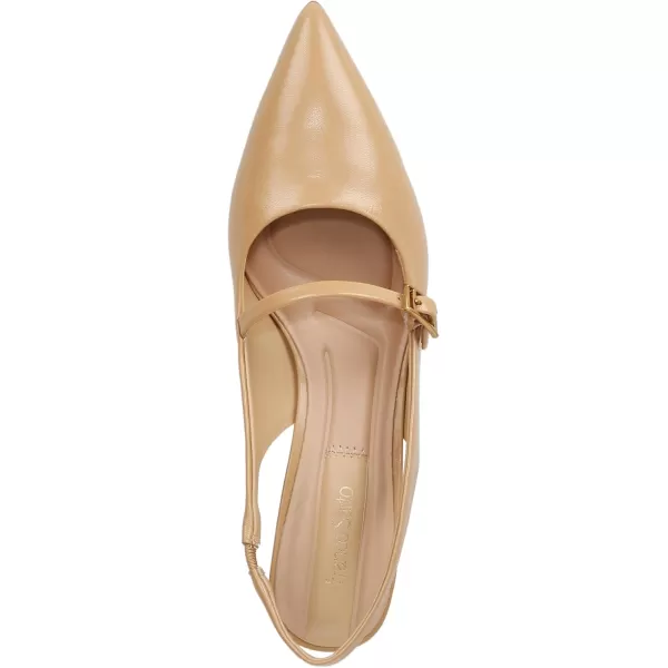 Franco Sarto Womens Khloe Pointed Toe Slingback Kitten Heel PumpNude Beige Leather