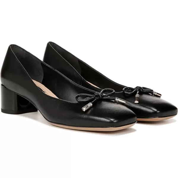 Franco Sarto Womens Natalia Square Toe Block Heel Pumps with BowBlack Leather