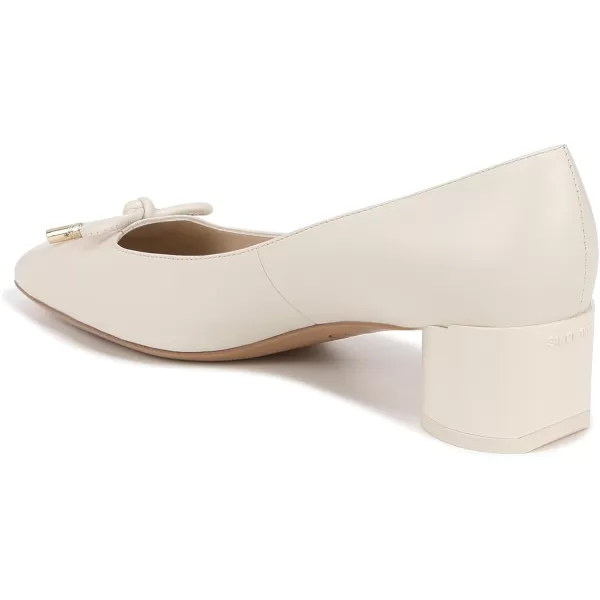 Franco Sarto Womens Natalia Square Toe Block Heel Pumps with BowCream White Leather