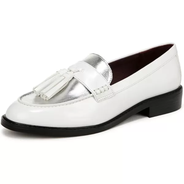 Franco Sarto Womens Carolynn Low Slip on Tassel LoafersWhite Silver