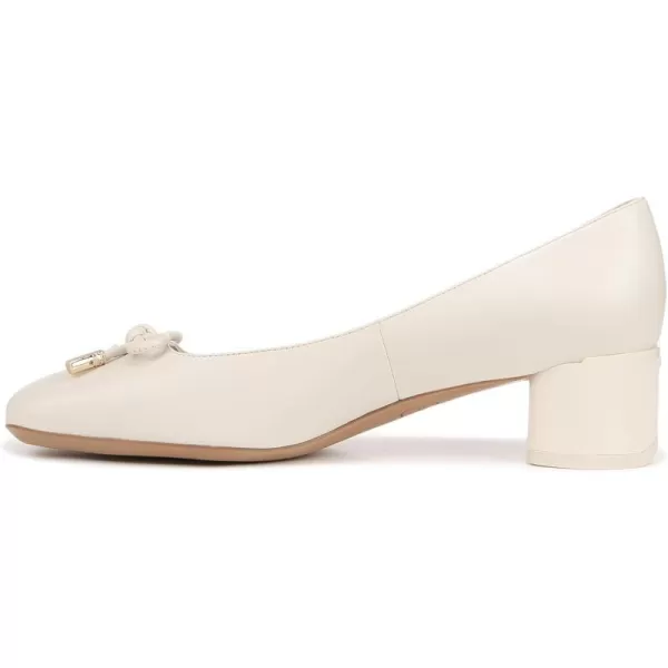 Franco Sarto Womens Natalia Square Toe Block Heel Pumps with BowCream White Leather