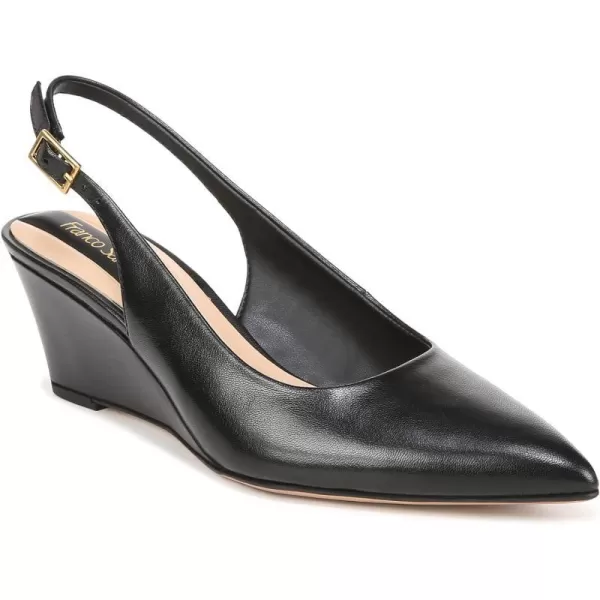 Franco Sarto Womens Tessa Pointed Toe Slingback Wedge PumpBlack Leather