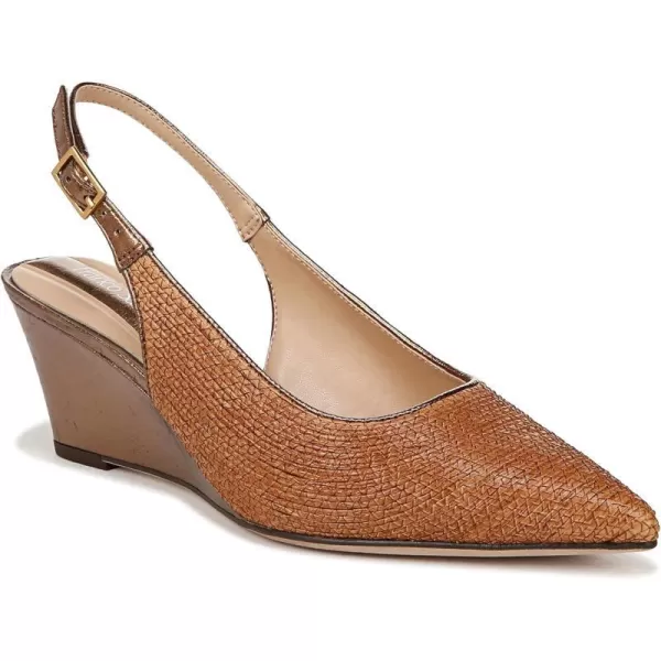 Franco Sarto Womens Tessa Pointed Toe Slingback Wedge PumpCognac Brown Raffia