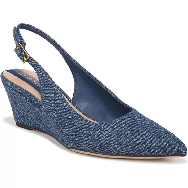 Franco Sarto Womens Tessa Pointed Toe Slingback Wedge PumpDenim Blue Fabric