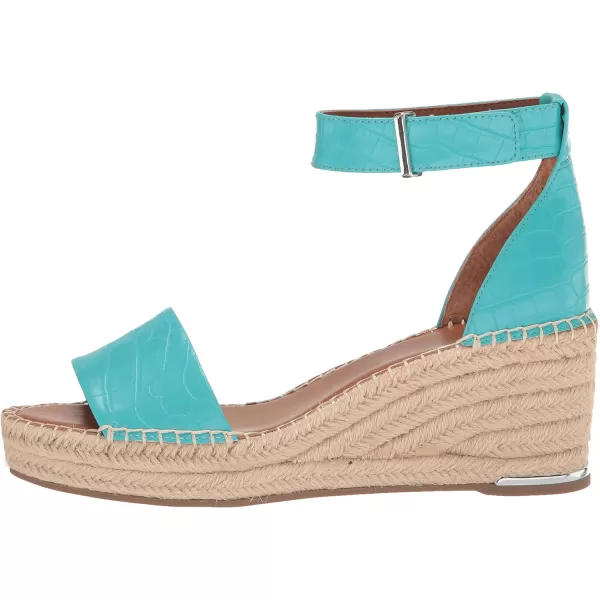 Franco Sarto Womens Clemens Jute Wrapped Espadrille Wedge Heel SandalsAqua Blue Crocco