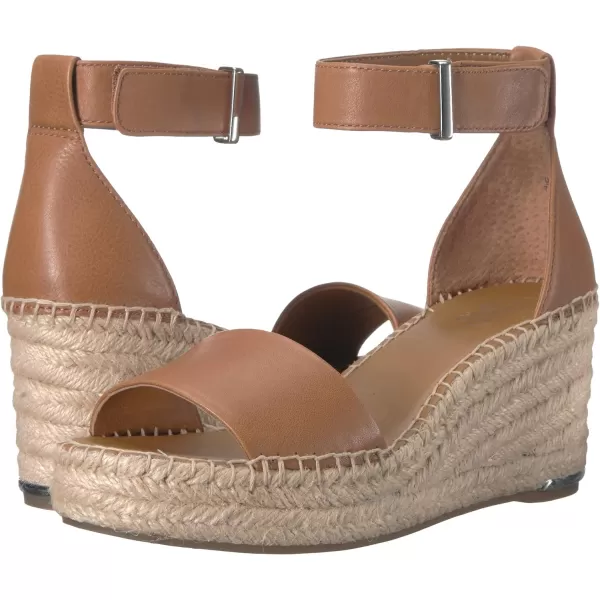 Franco Sarto Womens Clemens Jute Wrapped Espadrille Wedge Heel SandalsCognac Brown Leather