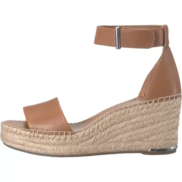 Franco Sarto Womens Clemens Jute Wrapped Espadrille Wedge Heel SandalsCognac Brown Leather